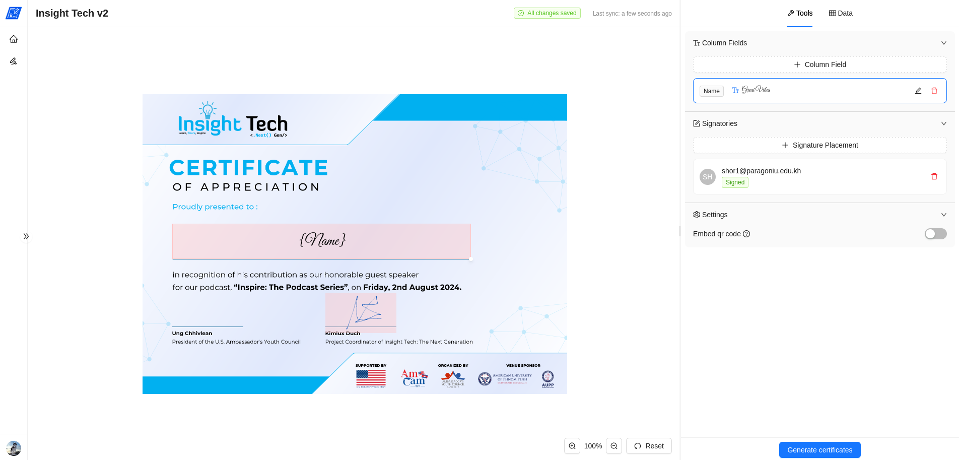 AutoCert - Certificate Printing and E-Signing